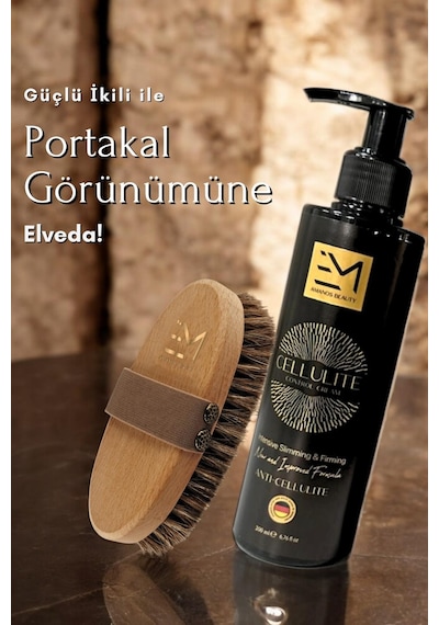 Em Amanos Beauty Selülit Kremi 200 ML + Selülit Karşıtı Doğal At Kılı Fırçası