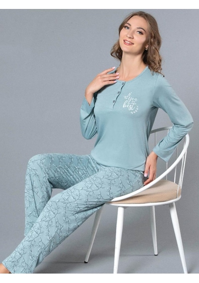 Uzun Kol Mevsimlik Pijama Takımı Viskon Alperi 790-53 YESIL