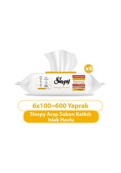 Sleepy Easy Clean Arap Sabunu Katkılı Yüzey Temizlik Havlusu 6x100 600 Yaprak Diğer