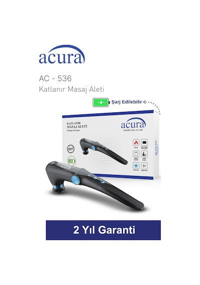 Acura Ac-536 Isıtmalı & Soğutmalı Profesyonel Katlanır Masaj Aleti Siyah
