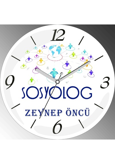 Kişiye Özel Sosyolog Çap 30cm Sessiz Akar Bombeli Gerçek Cam Duvar Saati Çok Renkli