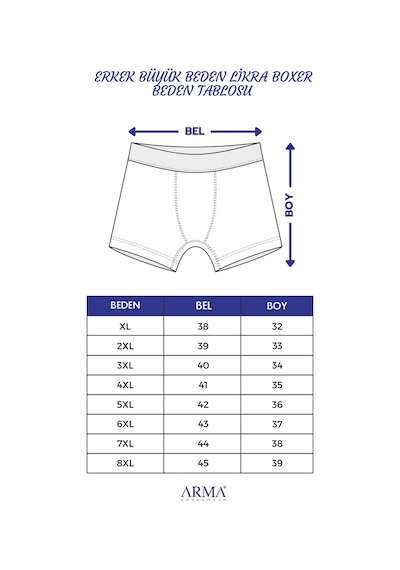 Arma Yıldız Erkek Lacivert Büyük Beden Boxer Pamuklu Likralı 10'lu Paket Lacivert