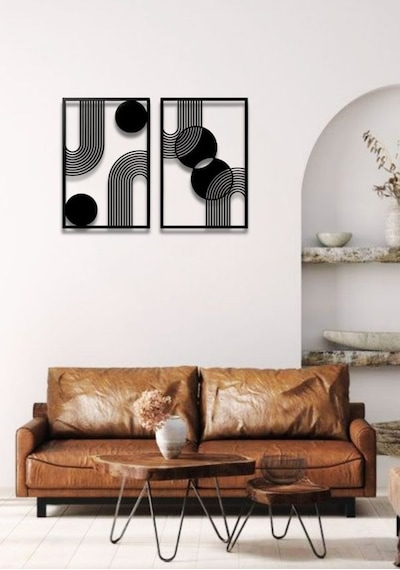 Bohem Stil Minimalist 2 Li Metal Duvar Dekoru Seti