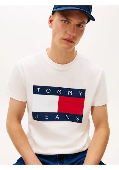 Tommy Hilfiger Tjm Normal Kesim Büyük Bayraklı Kısa Kollu Erkek Beyaz T-shirt Dm0dm22645ybh Beyaz
