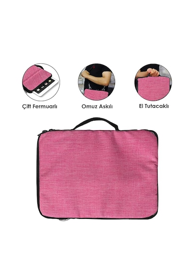 Microcase Samsung S11 11 İnch Tablet Uyumlu Tablet Çanta+türkçe Bluetooth Klavye +mouse+ Standı - Pembe Al8127 Omuz Çantası