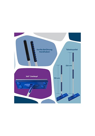 Mop Sopası, Teleskopik 90-150 Cm Ayarlanabilir Alüminyum Gövde, Soft Touch Kaymaz Sap, Standart Mop Başlıklarıyla
