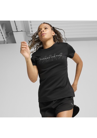 Puma 52655551 Graphics Running Slogan Tee Kadın Spor Tişört SIYAH