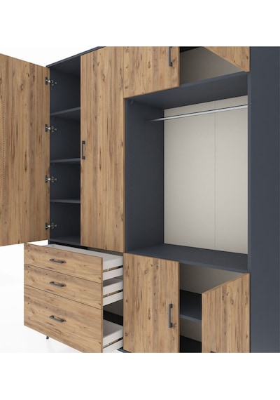 Hyperion Gardrop 7 Raflı 3 Çekmeceli Tek Askılı 176x44x221 Antrasit-çam Çam Hyperion Gardrop 7 Raflı 3 Çekmeceli Tek Askılı 176x44x221 Antrasit-çam Çam