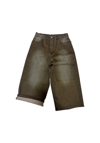St.poll Likralı Yıkamalı Unisex Baggy Şortolon Şort Vizon