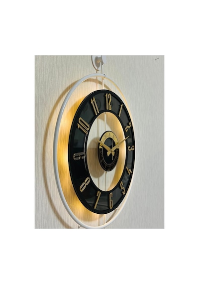 Pey Aksesuar Metal Camlı Duvar Saati 50 X 70 Cm Orta Boy Işıklı Gerçek Cam M51-beyaz-şeffaf-siyah-gold M51-beyaz-şeffaf-siyah-gold