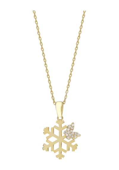 Kar Tanesi Kolye 718955 Gold Gümüş