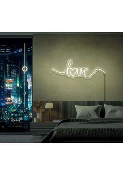 Love Yazılı Neon Tabela Beyaz