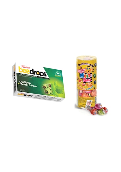 Multıball 15 Li Dokme Lolipop Vitamin Ve Mineralli+bee Drops Pastil Okaliptüs Mentol & Nane 24 Adet
