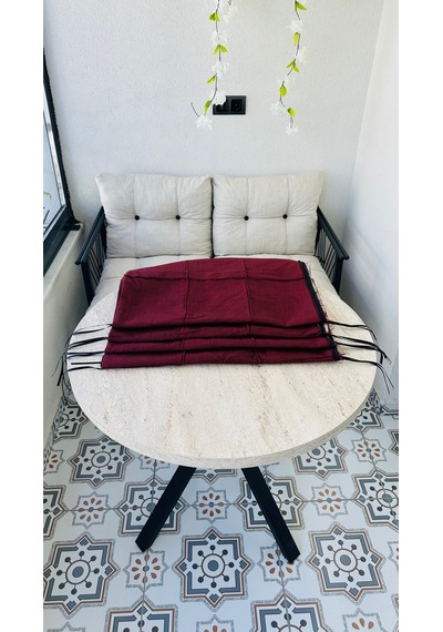 Bahçe Balkon Takımı Minder Kılıf Takımı 4 Adet Bordo