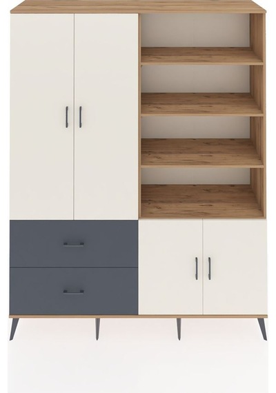 Hyperion Gardrop 7 Raflı 2 Çekmeceli Tek Askılı 176x44x221 Çam-aytaşı/antrasit Aytaşı/antrasit Hyperion Gardrop 7 Raflı 2 Çekmeceli Tek Askılı 176x44x221 Çam-aytaşı/antrasit Aytaşı/antrasit