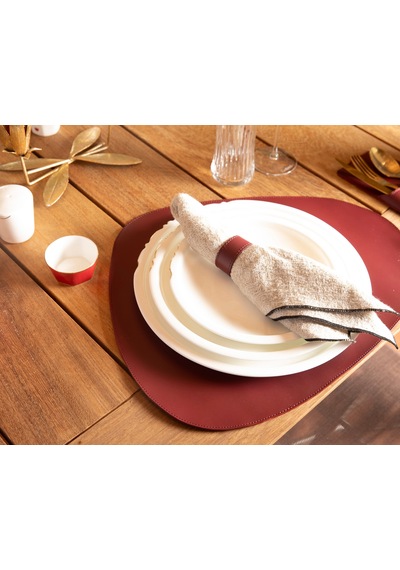 Velato Leather Place Mat Set Kahverengi