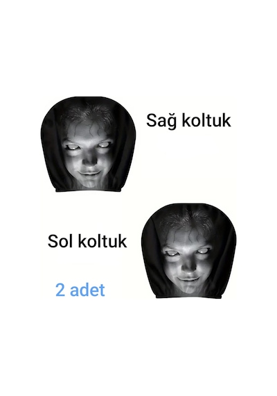 Korkunç Kız Çift Taraflı Dekoratif Oto Başlık Kılıfı/Maske 2'li
