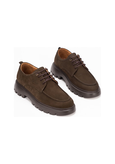 Fame Step Hakiki Deri Erkek Günlük Casual Ayakkabı +4.5 Cm Boy Uzatan Kalın Taban Ortopedik Comfort Kahverengı Kahverengi