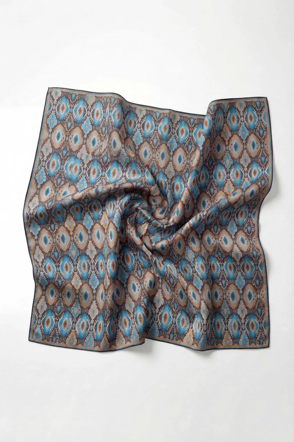 Silk Home Pamuk Karışımlı Soft Eşarp Baklava Desen Acı Kahve 90x90