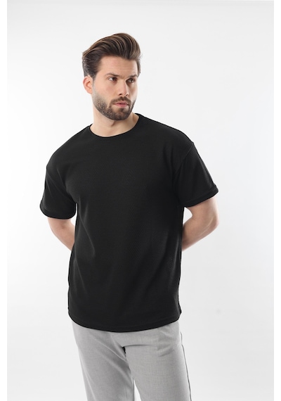 Madmext Siyah Bisiklet Yaka Erkek T-shirt E7128 Siyah