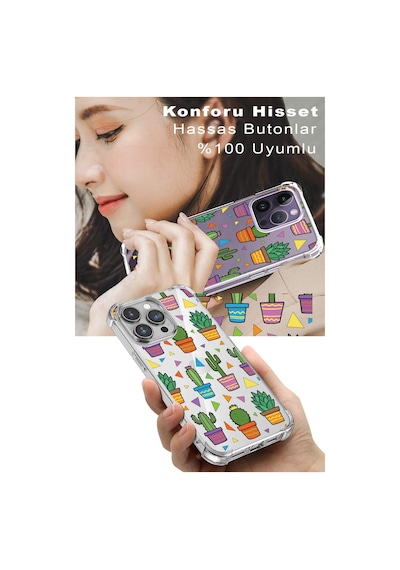 Prinrify Samsung Galaxy S22 Plus Uyumlu Water Color 4 Baskılı Şeffaf Köşe Korumalı Antişok Kılıf