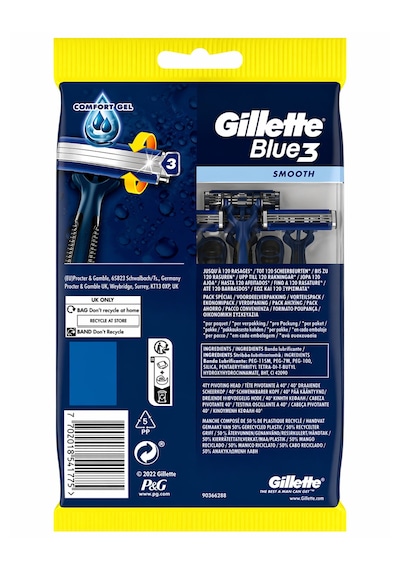Gillette Blue3 Smooth Kullan At Tıraş Bıçağı 12 Adet, 3 Bıçaklı Erkek Tıraş Bıçağı