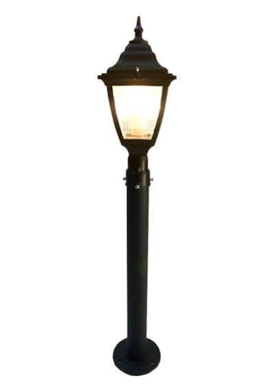 137 Cm Kare Direkli Bahçe Armatürü - Bahçe Lambası -siyah
