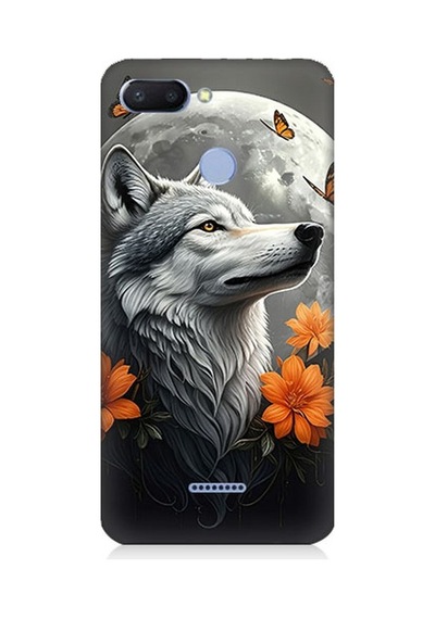 Xiaomi Redmi 6 Uyumlu Ay Çiçeğinde Kurt Güzelliği Desenli Silikon Kılıf Çok Renkli