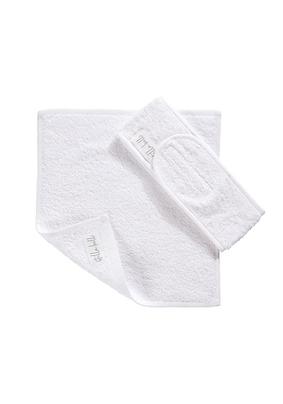 Saç Bandı & 30x30 Cm Havlu 2li Set %100 Pamuk Bukle Sporcu Ma Beyaz