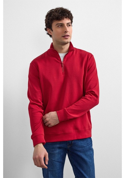 Backandbond Kırmızı Regular Fit Yarım Fermuarlı Sweatshirt