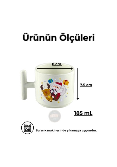 Deepcraft Best Quality 'noel Baba1' T Kulplu Kupa Yılbaşı,sevgililer Günü, Hediyelik Kupa 185ml Beyaz
