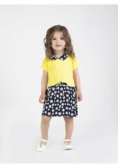 Kız Bebek Papatya Desen Yakalı Elbise 001