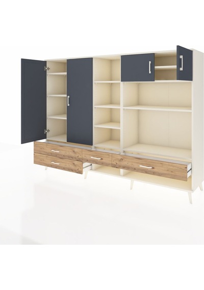 Hyperion Dolap 12 Raflı 4 Çekmeceli 4 Kapaklı 220x44x163 Aytaşı-a Aytaşı-antrasit/çam Hyperion Dolap 12 Raflı 4 Çekmeceli 4 Kapaklı 220x44x163 Aytaşı-a Aytaşı-antrasit/çam
