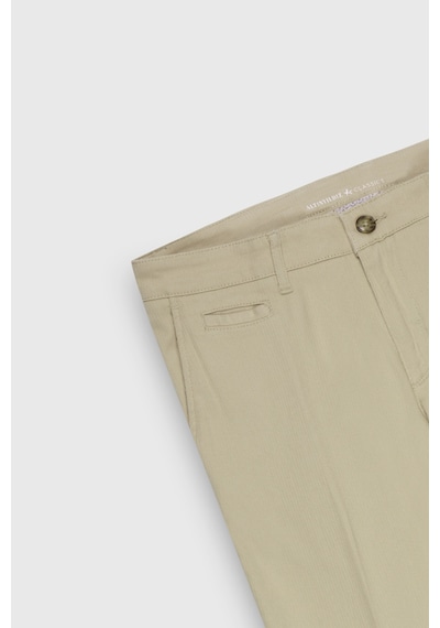 AC&Co / Altınyıldız Classics Erkek Vızon Slim Fit Dar Kesim Yan Cepli Pamuklu Esnek Pantolon Vizon