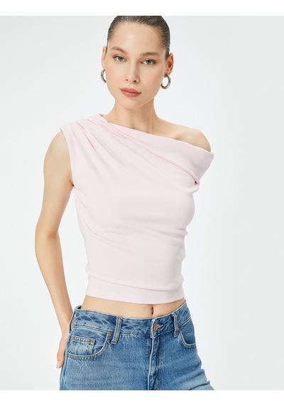 Koton Tek Omuz Üst Omzu Açık Drapeli Slim Fit Pamuklu Pembe 4sal30227ık Gül