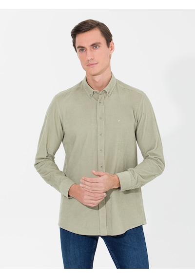 Cacharel Su Yeşili Slim Fit Uzun Kollu Gömlek Yeşil