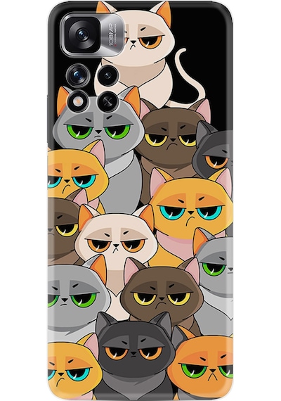 Xiaomi Note 11 Pro 5G Kılıf Resimli Desenli Silikon Platinium Series Kediler 1885