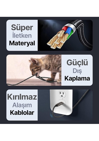 Lexroo Super-c Serisi 66 Watt Gücünde Pd Type-c Hızlı Şarj Ve Data Kablosu 100 Cm Uzunluk Kopmaz Standart