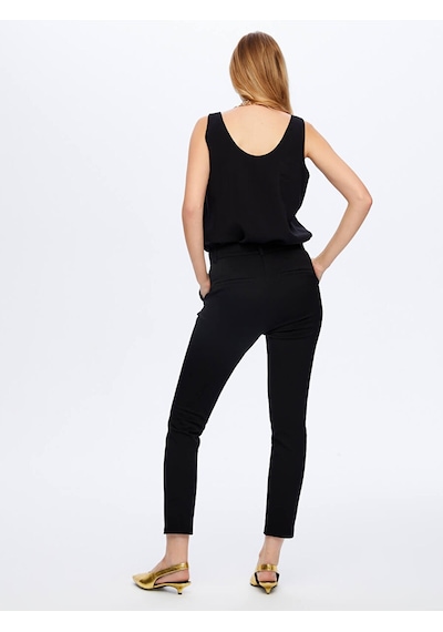 Faik Sönmez Önü Dikiş Detaylı Slım Fıt Örme Pantolon W26pnt017 Uw26pnt01710 Siyah