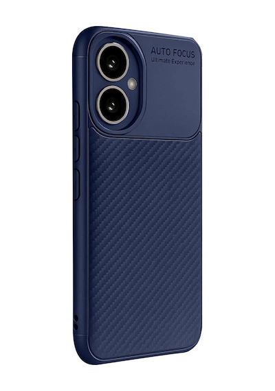 Honor 400 Uyumlu Kılıf Karbon Tasarım Kamera Korumalı Silikon Telefon Kılıfı Kapak Lacivert