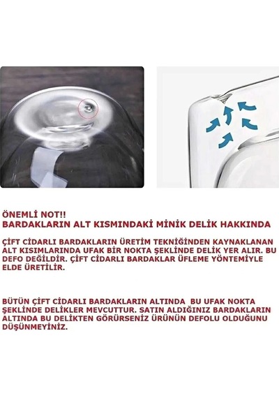 2'li Çift Cidarlı 250ml Isıya Dayanıklı Cam Bardak Sıcak Soğuk Çizgili Çay Süt Kahve Kupası Bardağı