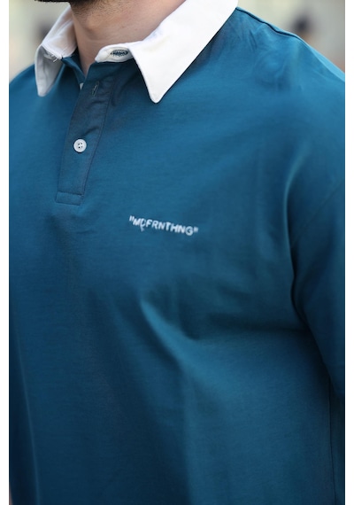Madmext Petrol Yeşili Düğmeli Polo Yaka Erkek T-shirt E7119 Petrol Yeşili