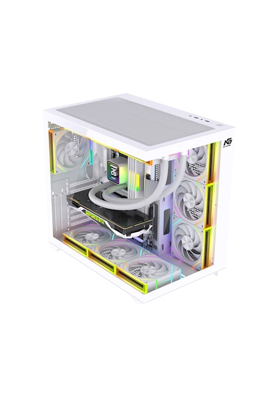 Alpha Neon 7x Argb Fan Kumanda Ve Kontrolcü Atx Boş Bilgisayar Kasası Beyaz