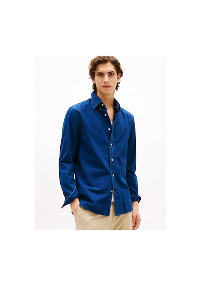 Tommy Hilfiger Chambray Rf Shırt Erkek Mavi Gömlek - Mw0mw38134