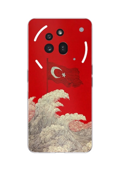 Nothing Phone 3a Pro Uyumlu Ay Yıldız Türk Dalgası Baskılı Silikon Kılıf