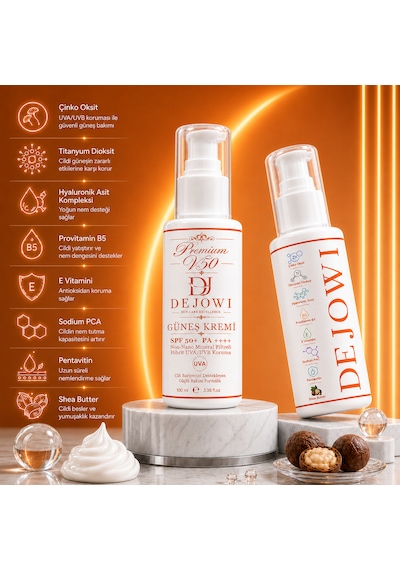 Dejowi V50 Premium Mineral Filtre Destekli Hibrit Uva/uvb Koruma Spf 50+ Pa++++ Güneş Kremi 100ml