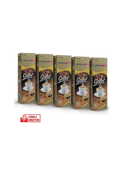 Espressomm® Tchibo Cafissimo Makineleri İle Uyumlu Gold Kapsül Kahve 5 x 10'lu