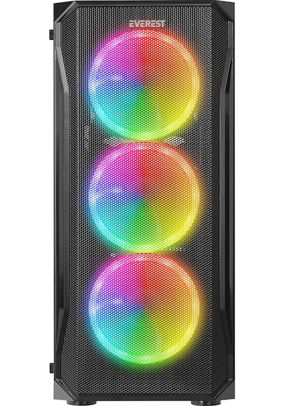 Everest X-Racer Peak 600W Temperli Camlı 4x12 CM Rgb Fan Mid-Tower Gaming Oyuncu Kasası