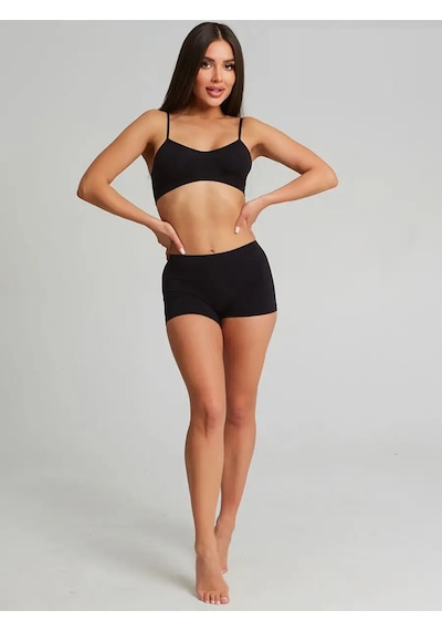 Mistirik Moncorno Model Iz Yapmayan Sıkılaştırıcı Comfort Seamless Spor Boxer Siyah Renk Siyah