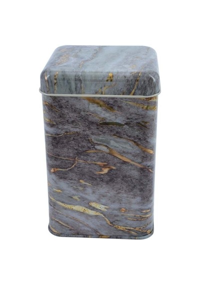 Rock And Gold Light Desenli Kare Metal Saklama Kabı 10.5 x 10.5 x 16 CM 1.7 L Çok Renkli